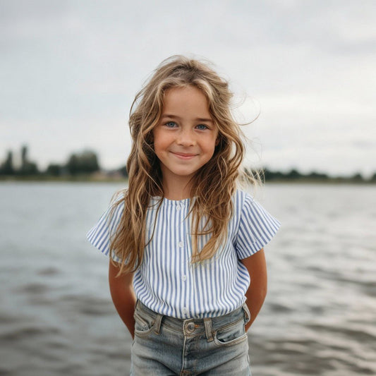 Attēls ar Muslīns - zilas līnijas 120 g/m² – pieejams Šarlotes audumi