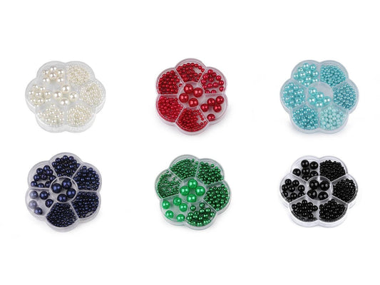 Plastmasas pērlīšu komplekts– puķes formas kastītē