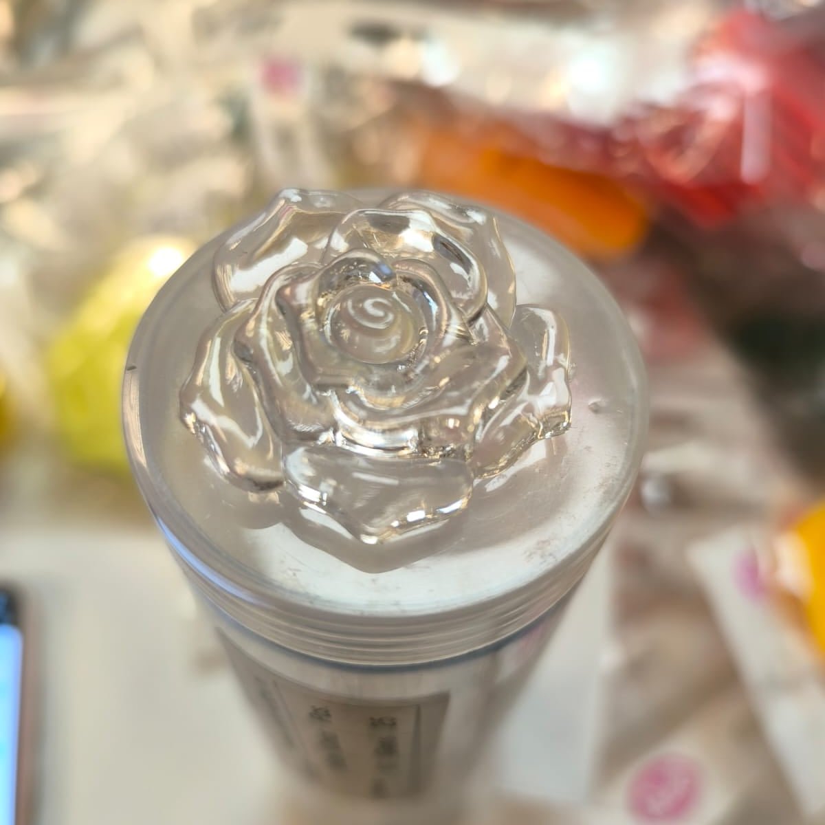 Pogas uz kājiņas 35 mm - caurspīdīga roze