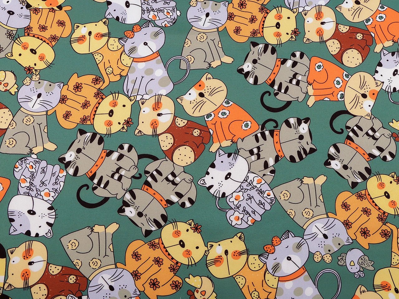 Attēls ar Poliestera audums - kaķi 80 g/m² – pieejams Šarlotes audumi
