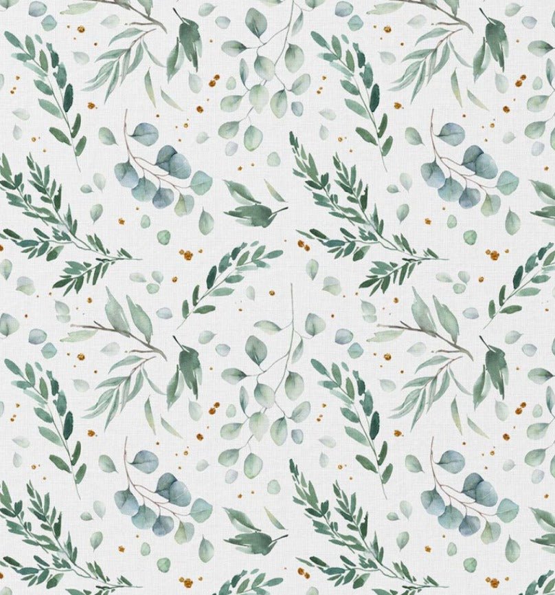 Attēls ar Premium 100% kokvilnas audums - eikalipta lapas 115 g/m² – pieejams Šarlotes audumi