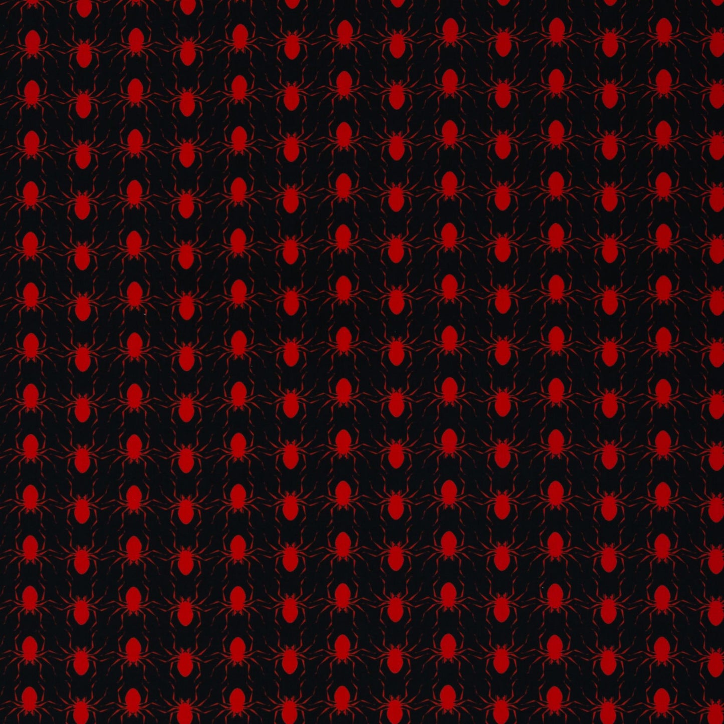 Premium 100% kokvilnas audums - sarkani zirnekļi 130 g/m²