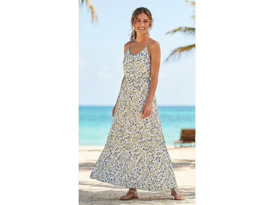 Bild von Premium-Plan, 100 % Baumwollstoff mit blauen Blumen – online bei Šarlotes audumi erhältlich