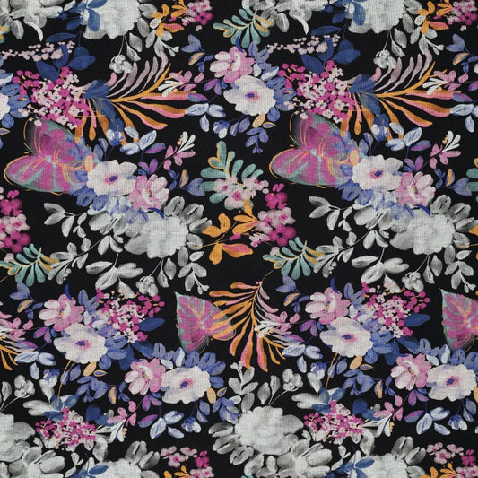 Punta di Roma trikotāžas audums - ziemas ziedi 240 g/m²