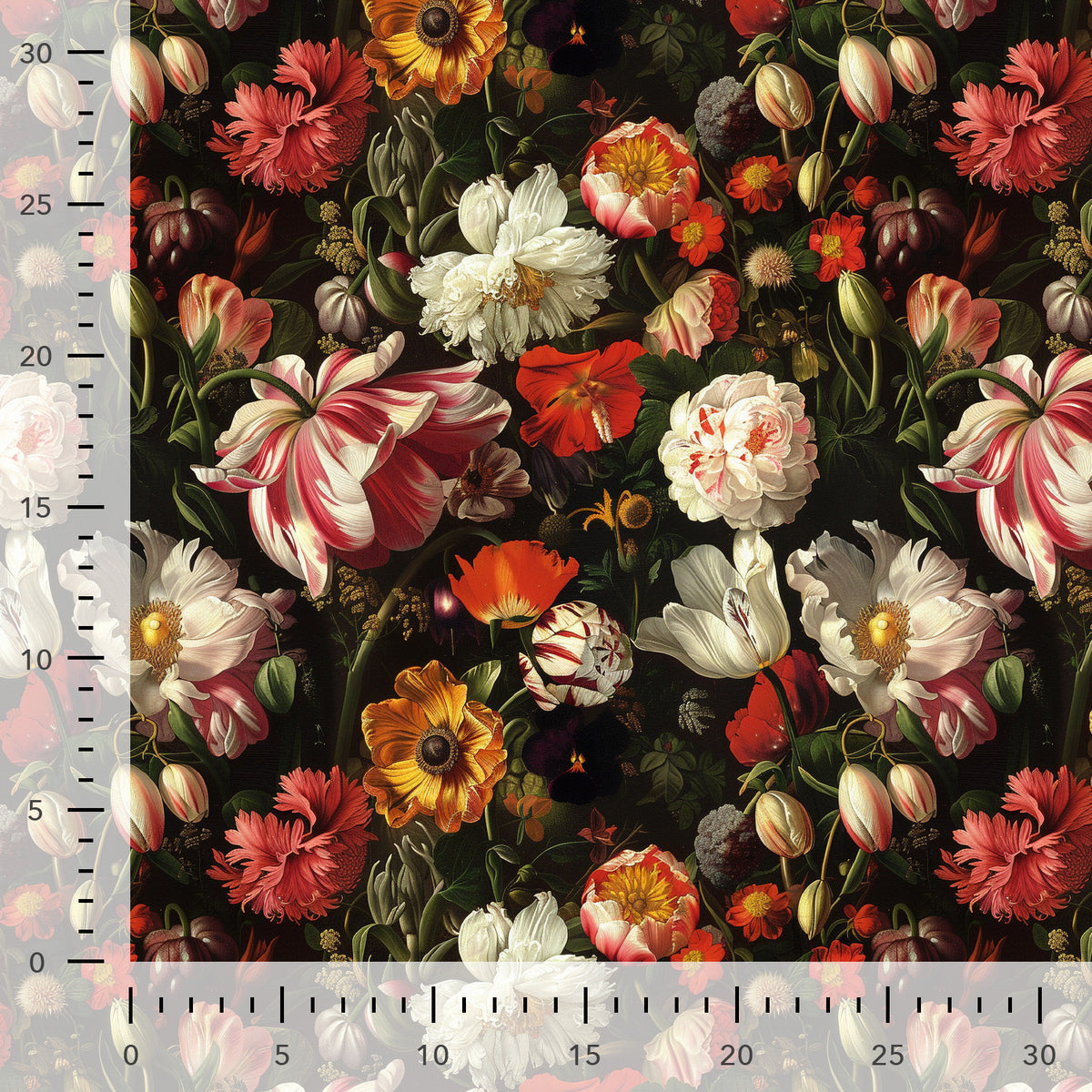 Baumwoll-Loopstrick - Barockblumen