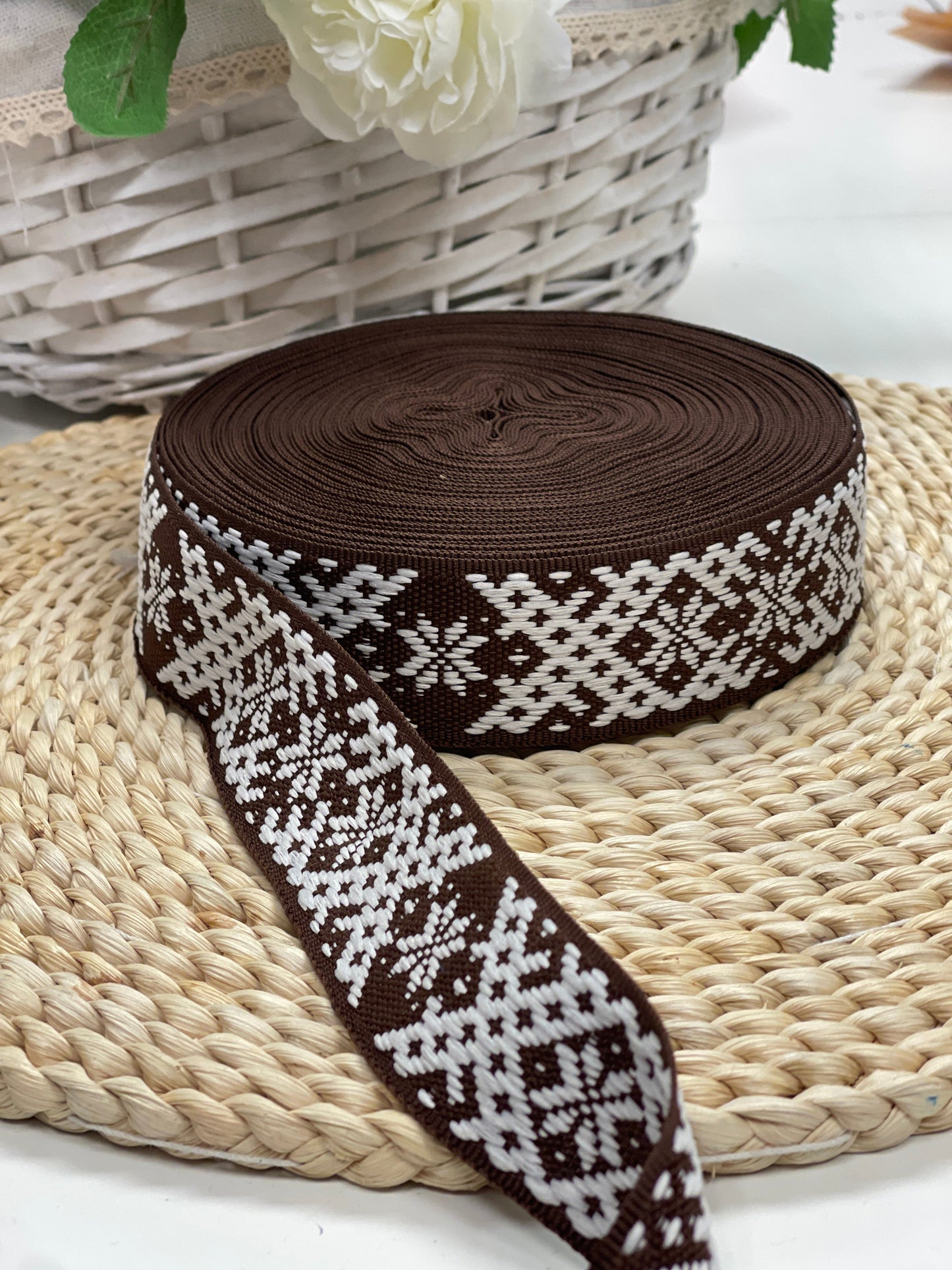 Tautiskā lente, josta 40mm - tumši brūna - LV