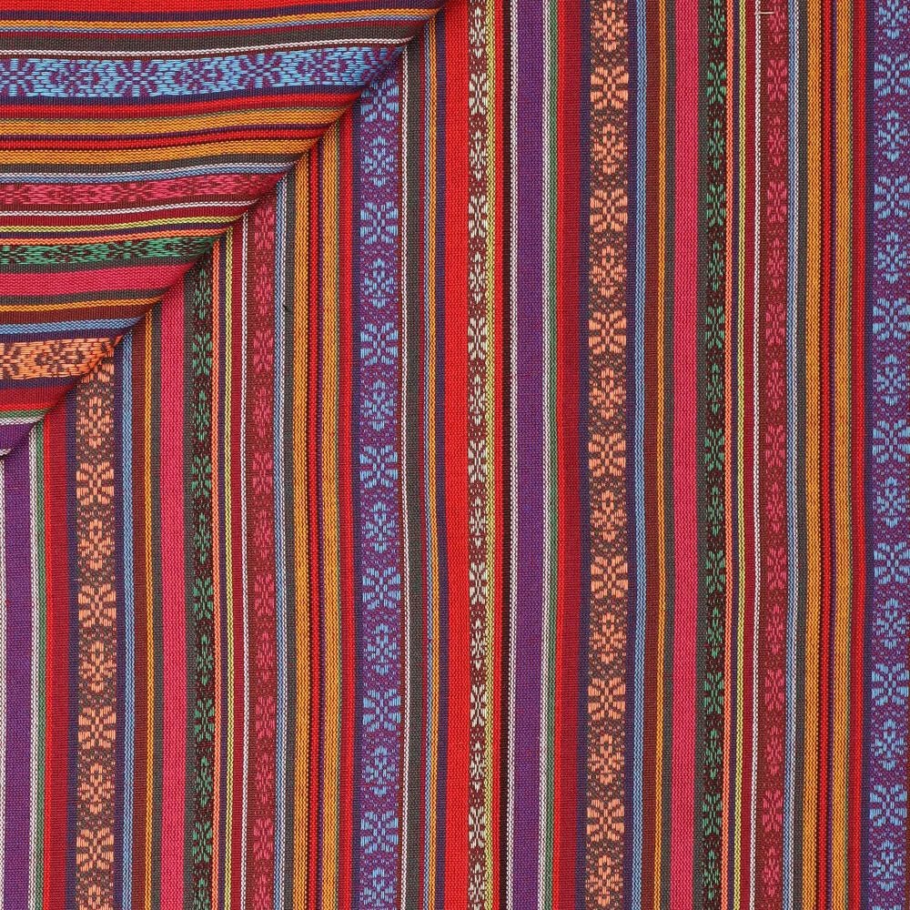 Tautiska raksta audums - sarkanie un zilie toņi 200 g/m²