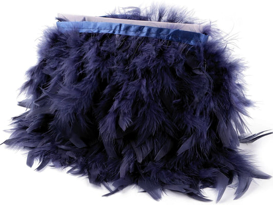 Tītara spalvu apdares lente - tumši zila (50 cm iepakojums)