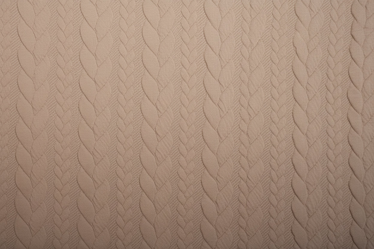 Attēls ar Trikotāžas audums ar adījuma rakstu - brūnas pīnes 340 g/m² – pieejams Šarlotes audumi