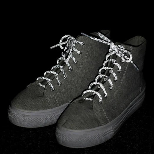 Shoelaces | sweater cords, reflective, length 130 cm - light gray