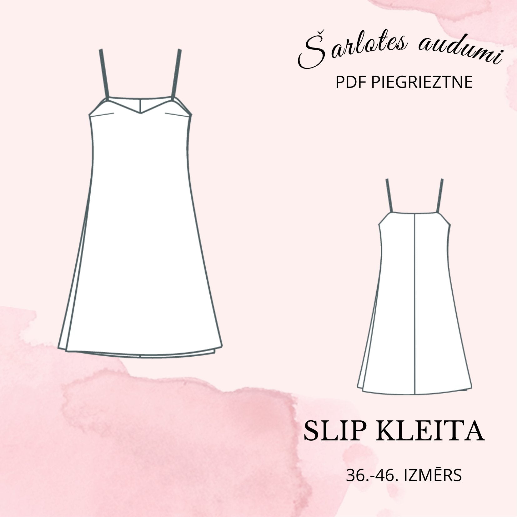 slip dress template Digital pattern