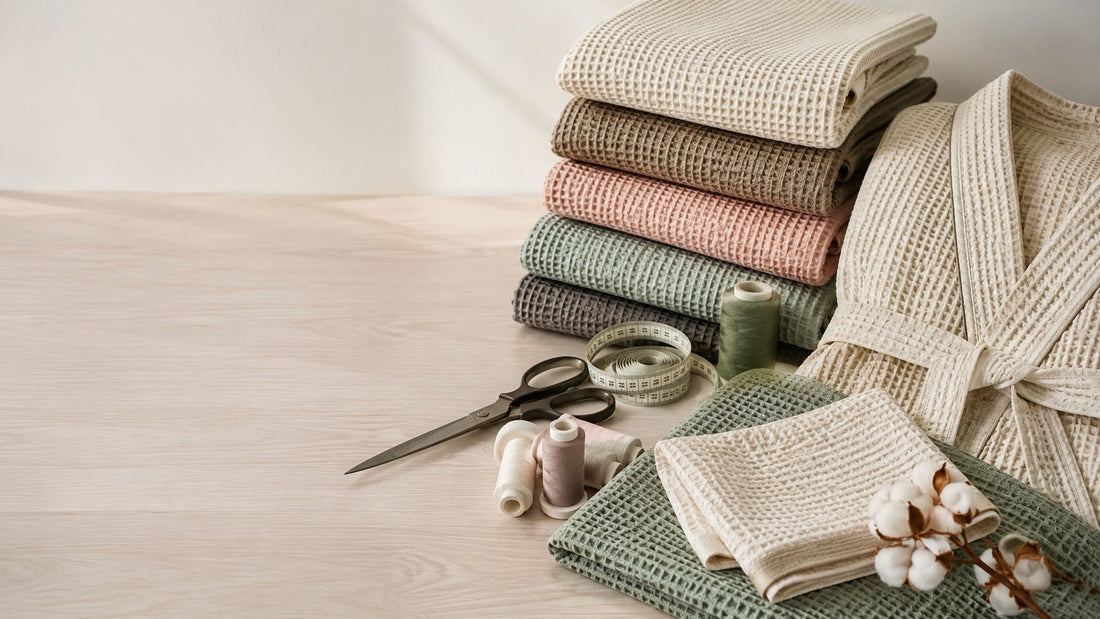 Waffle fabric for sewing robes, towels, blankets, and home textiles