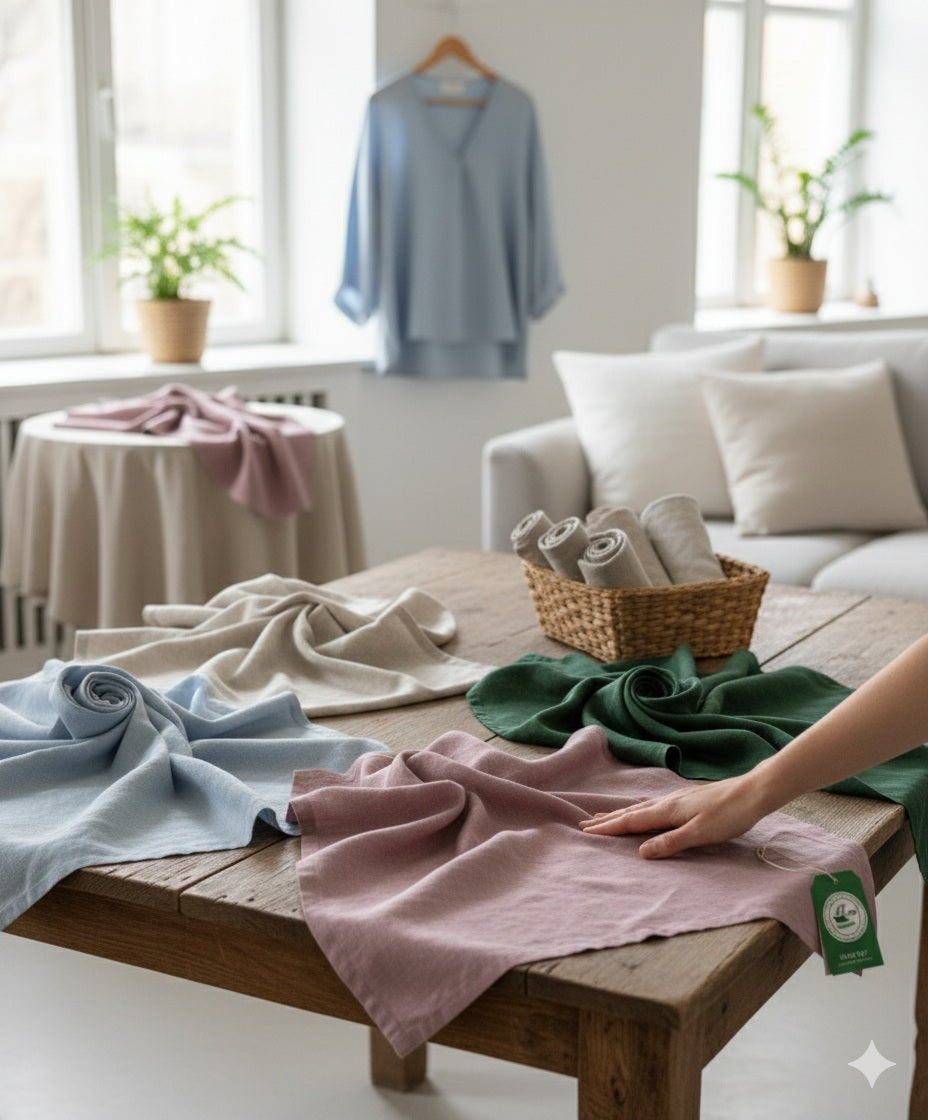 Medium thick washed linen fabric 230g/m²