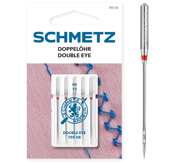 Double eye sewing machine needles 130/705 H