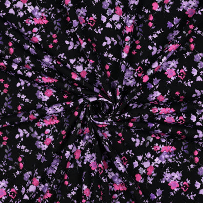 Baumwolljersey, Jersey mit feinen lila Blüten