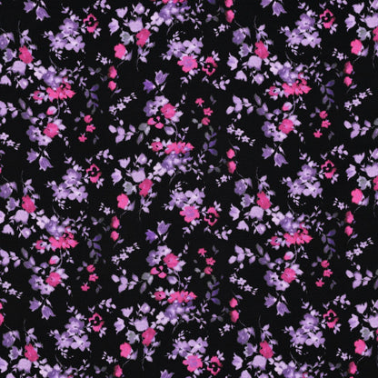 Baumwolljersey, Jersey mit feinen lila Blüten