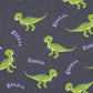 Cotton knitwear - dinosaurs on grey melange 200 g/m²
