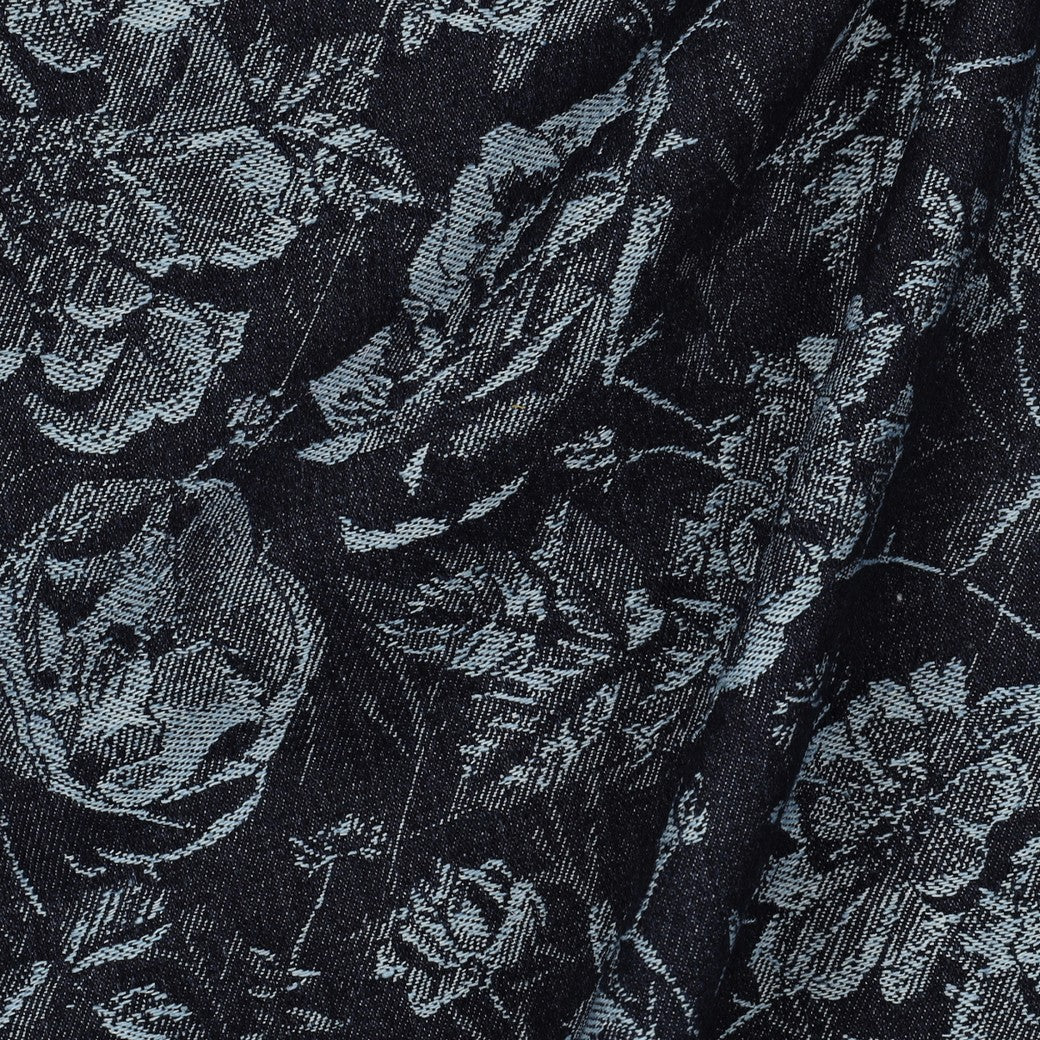 Tissu jacquard en denim à motif floral 350 g/m²