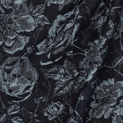 Tissu jacquard en denim à motif floral 350 g/m²