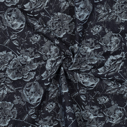 Tissu jacquard en denim à motif floral 350 g/m²
