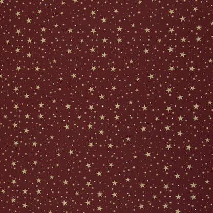 Premium 100% kokvilnas audums-zvaigznītes uz burgundija fona 130 g/m²