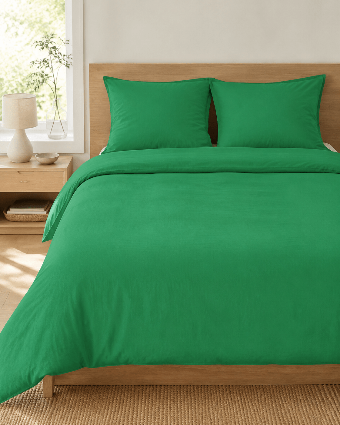 Image de tissu 100 % coton vert pomme, 220 cm – disponible en ligne chez Šarlotes audumi