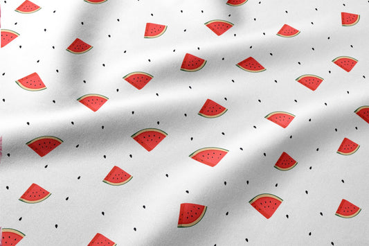 Image du tissu en coton 100 % à motif pastèque – disponible en ligne chez Šarlotes audumi