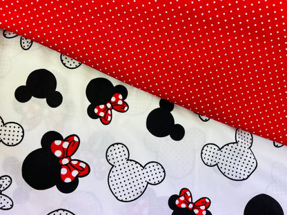100% coton - petits pois blancs sur fond rouge (3 mm) 130 g/m²