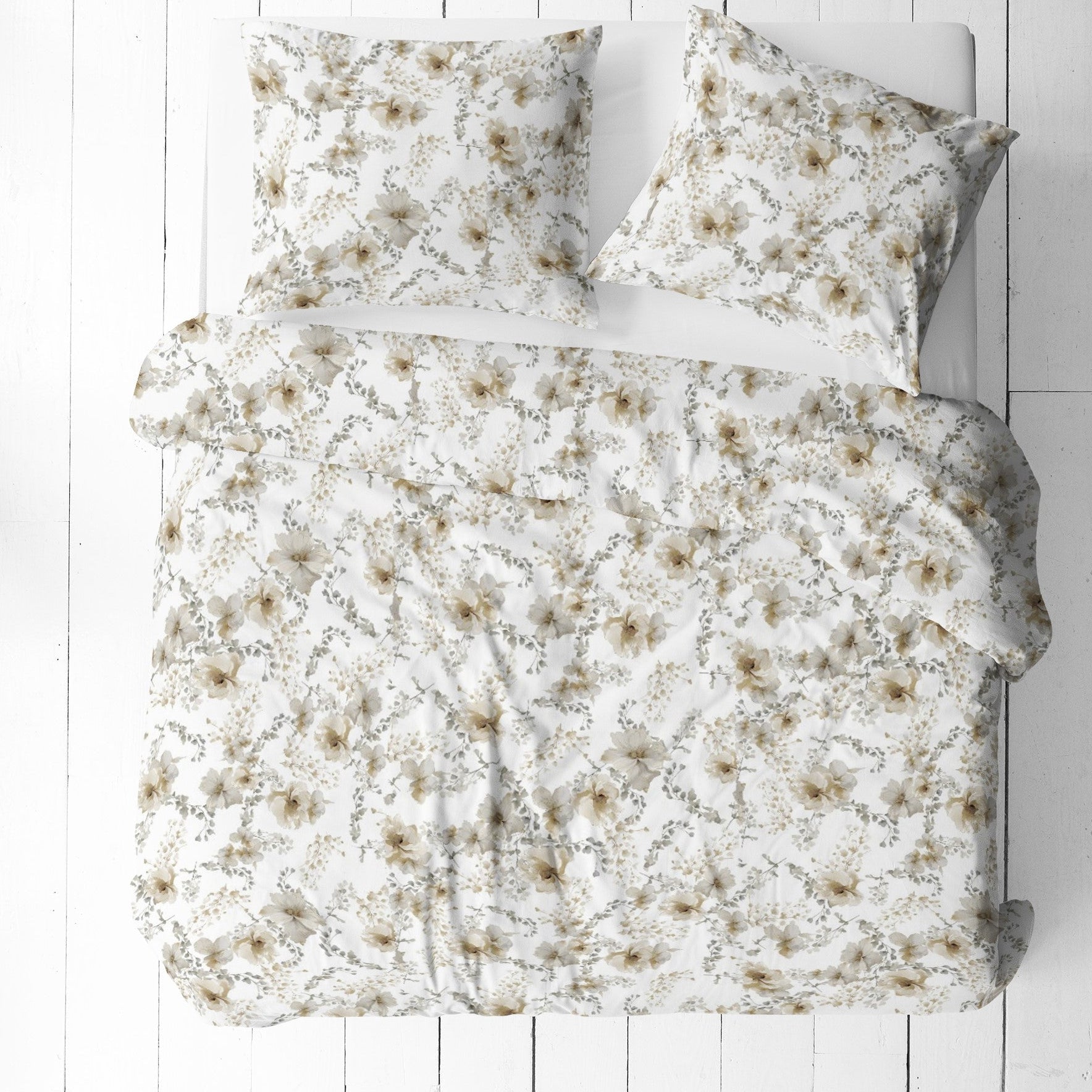 Attēls ar 100% Kokvilnas audums - balti ziedi 125 g/m² – pieejams Šarlotes audumi