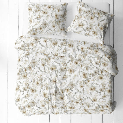 Image de tissu 100 % coton - fleurs blanches 125 g/m² – disponible chez Šarlotes audumi