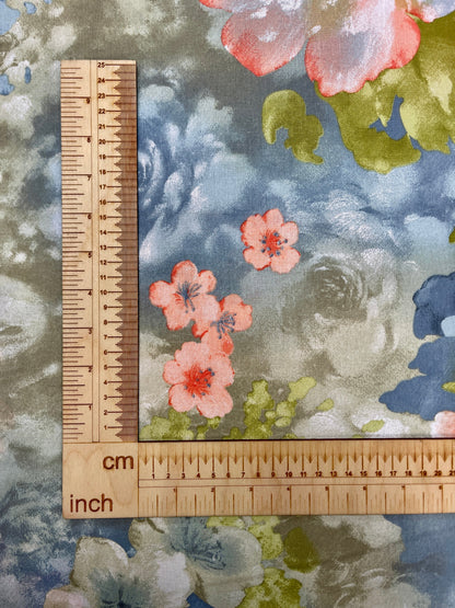 100 % tissu en coton - prairie peinte 220cm 146 g/m²