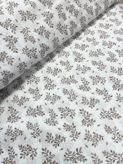 Tissu 100% coton - brindilles en bois 125 g/m²