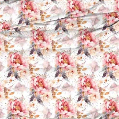 Tissu 100 % coton - grandes pivoines roses 125 g/m²