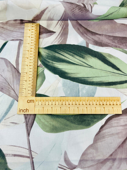 100 % coton - feuilles grises et vertes 125 g/m²