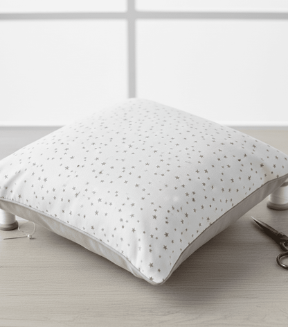 Image with 100% cotton fabric - gray stars 125 g/m² – available at Charlotte's Fabrics