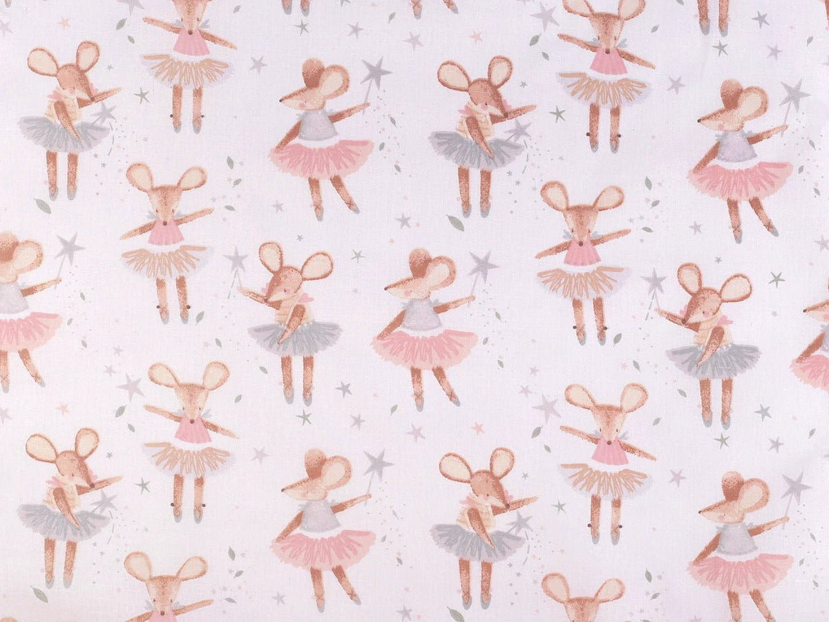 Attēls ar 100% Kokvilnas audums-peles balerīnas – pieejams internetā Šarlotes audumi