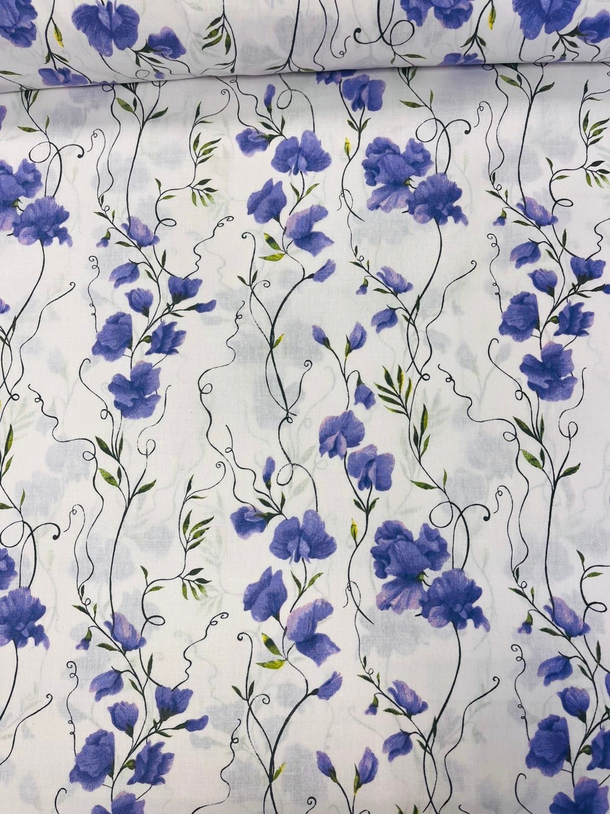 Attēls ar 100% Kokvilnas audums - puķu zirņi 125 g/m² – pieejams Šarlotes audumi