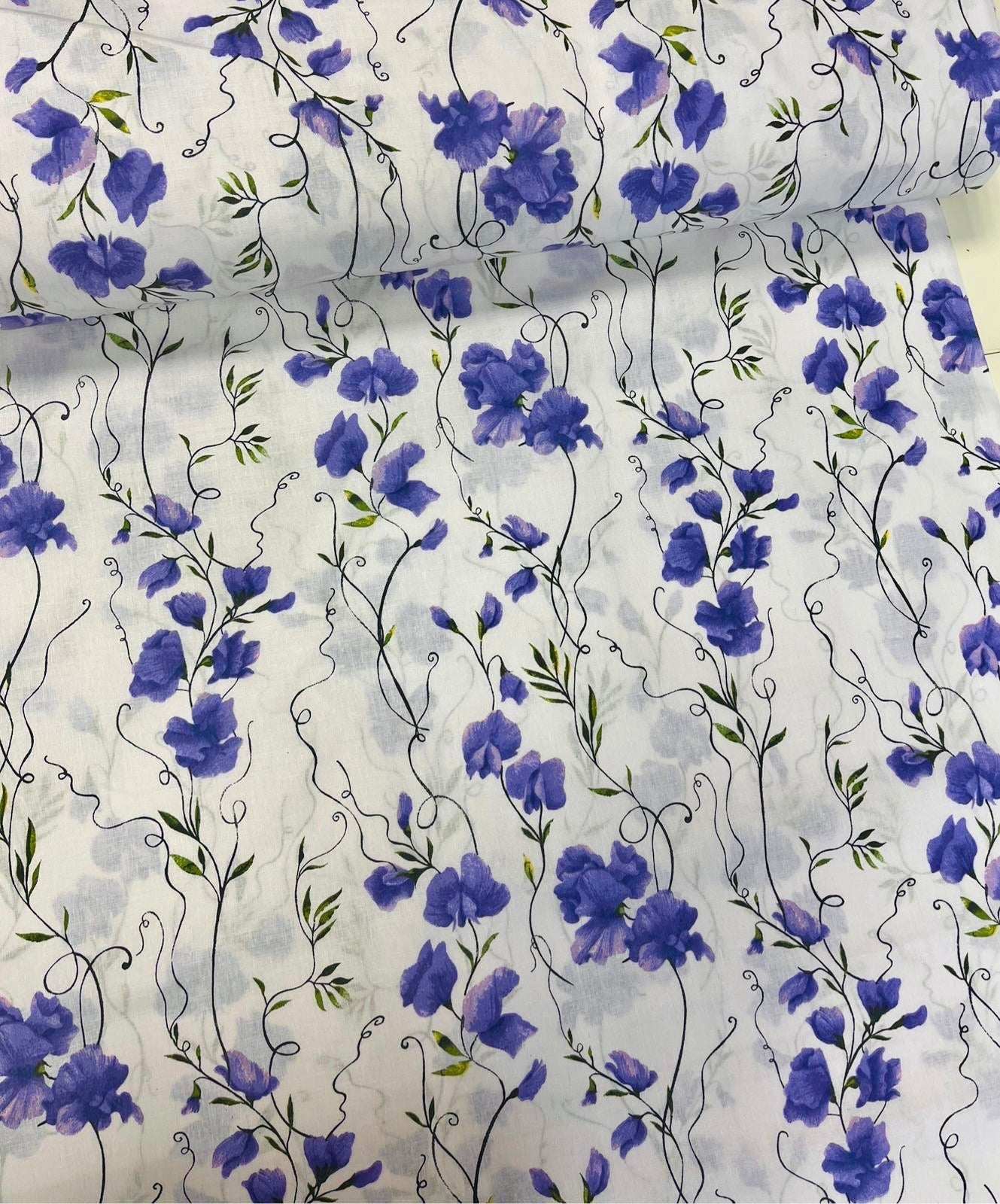 Attēls ar 100% Kokvilnas audums - puķu zirņi 125 g/m² – pieejams Šarlotes audumi