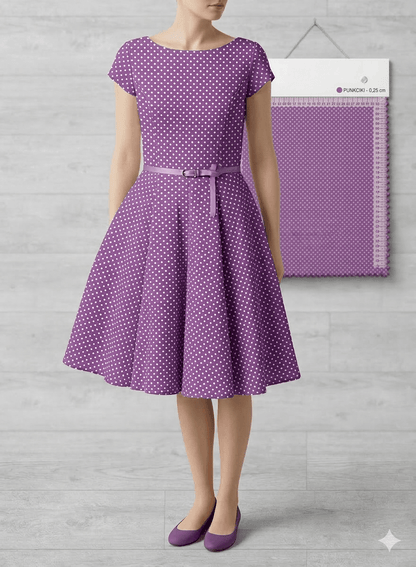 Image avec tissu en coton 100 % - pois Ø2 mm sur lilas 125 g/m²(bientôt) – disponible chez Šarlotes audumi