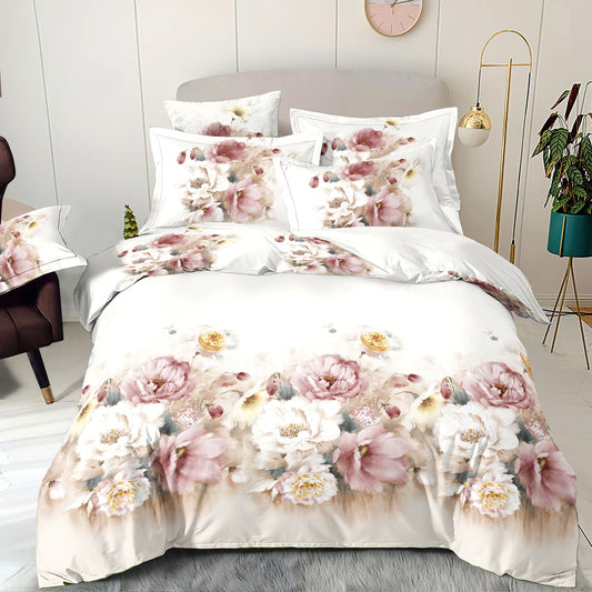 Stoff aus 100 % Baumwolle mit romantischen puderrosa Blumen, 220 cm, 130 g/m² – erhältlich bei Šarlotes audumi