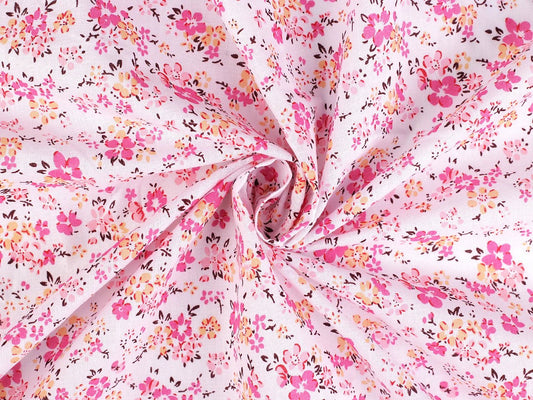 Bild mit 100% Baumwollstoff – rosa zarten Blümchen – online erhältlich bei Šarlotes audumi