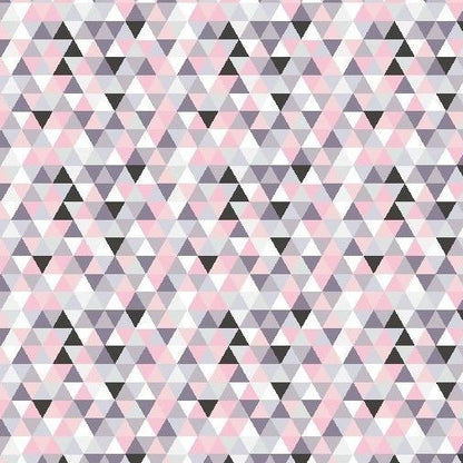 Image en tissu 100 % coton - triangles roses 125 g/m² – disponible chez Šarlotes audumi