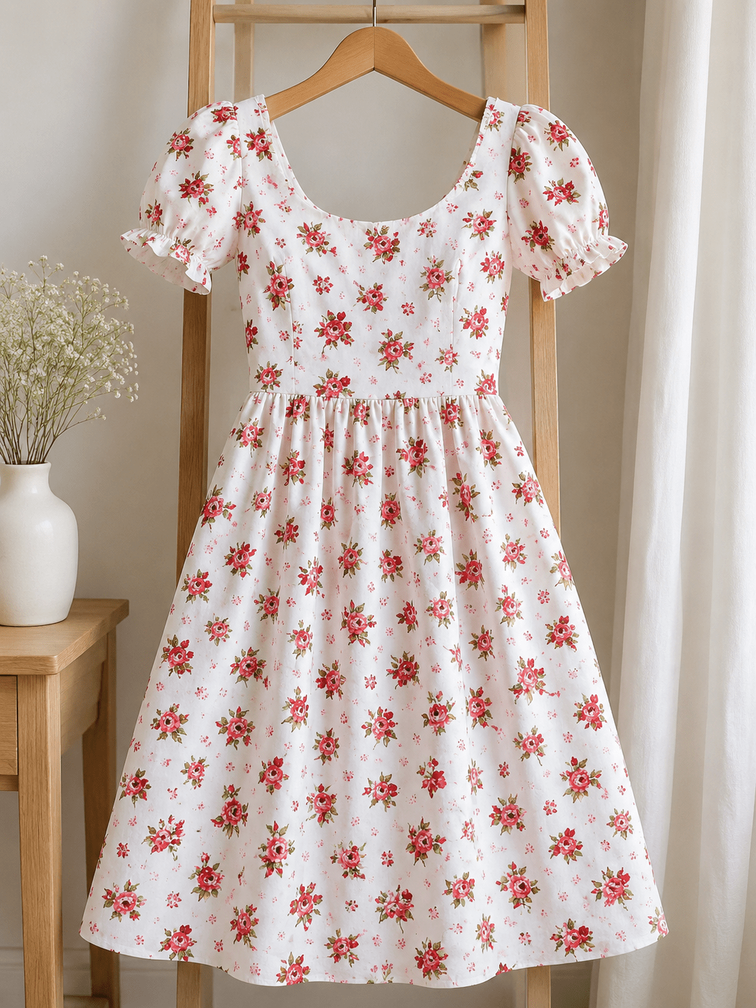 Tissu 100 % coton - petites roses rouges 125 g/m² – disponible chez Šarlotes audumi