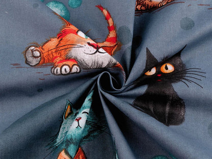 Image with 100% cotton fabric - Crazy Cats 125 g/m² – available at Charlotte Fabrics