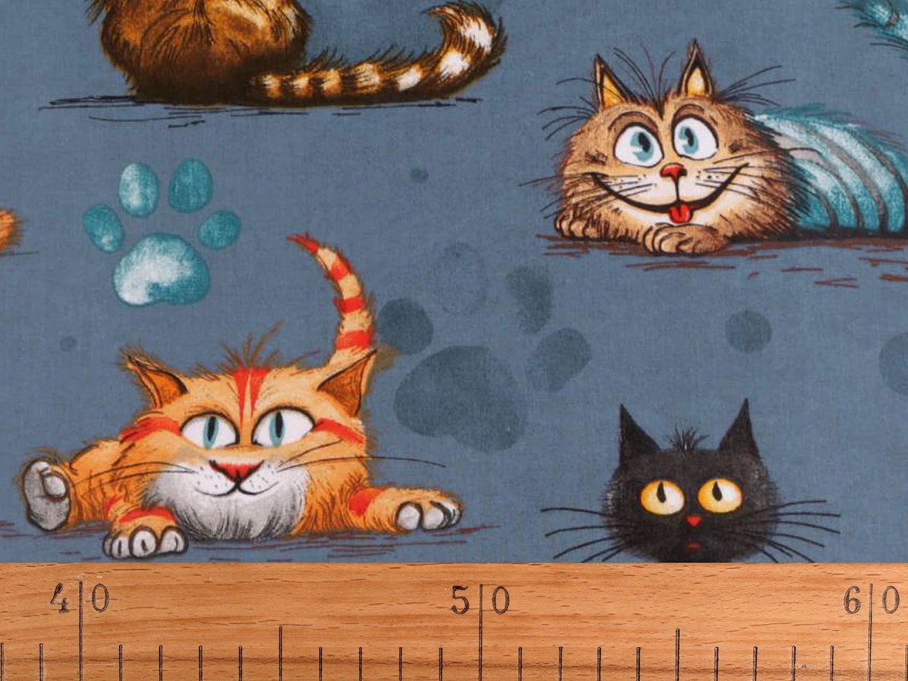 Attēls ar 100% Kokvilnas audums - trakie kaķi 125 g/m² – pieejams Šarlotes audumi