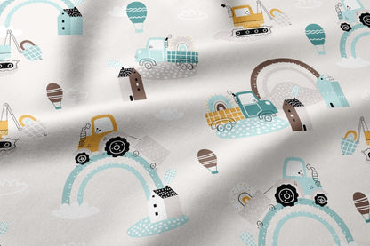 Image of 100% cotton fabric - tractors 125 g/m² – available at Šarlotes audumi