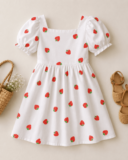 Image with 100% cotton fabric-strawberries 125 g/m² – available at Šarlotes audumi