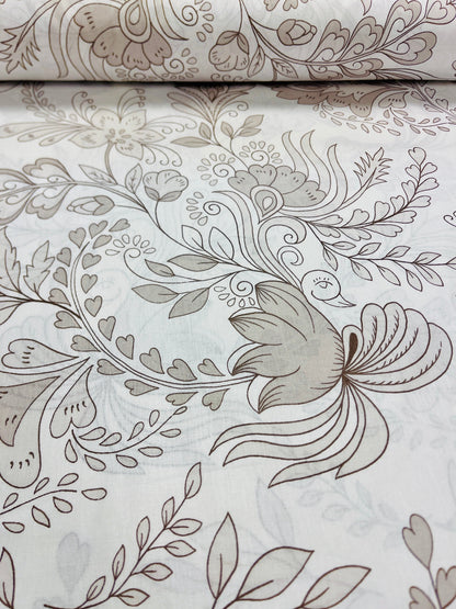 Tissu 100 % coton - contours floraux 220 cm 125 g/m²