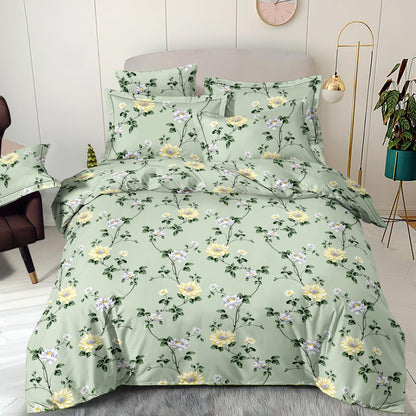 Attēls ar 100% Kokvilnas audums - ziedu pļava salvijas zaļš 220cm 130 g/m² – pieejams Šarlotes audumi