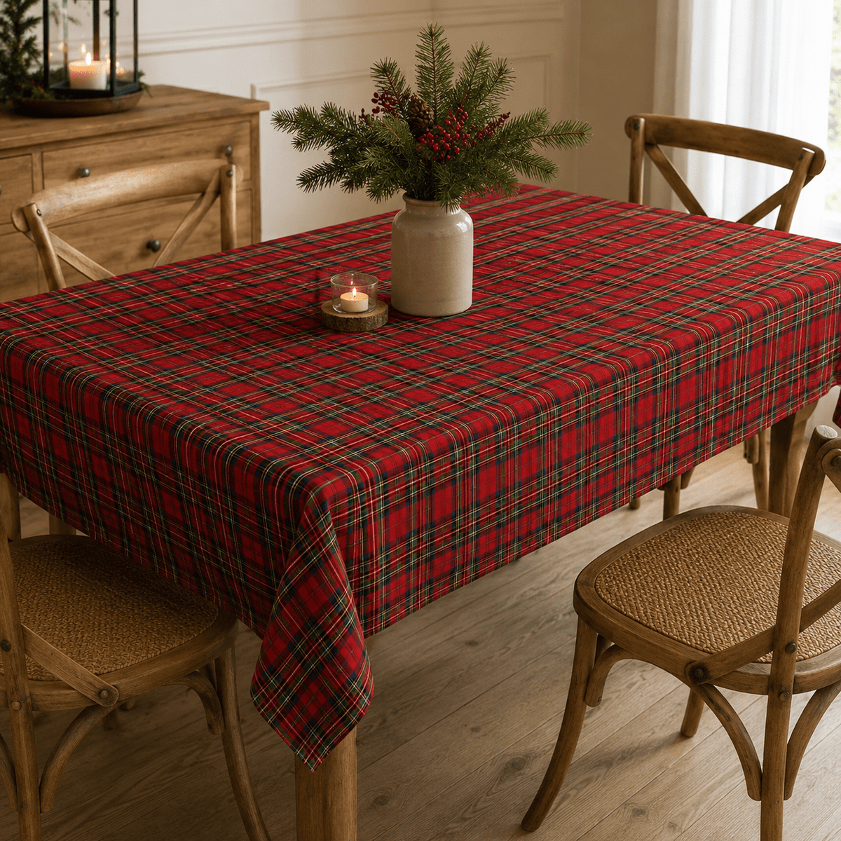 Bild mit 100 % Baumwollstoff – weihnachtlich rot kariert – online erhältlich bei Šarlotes audumi